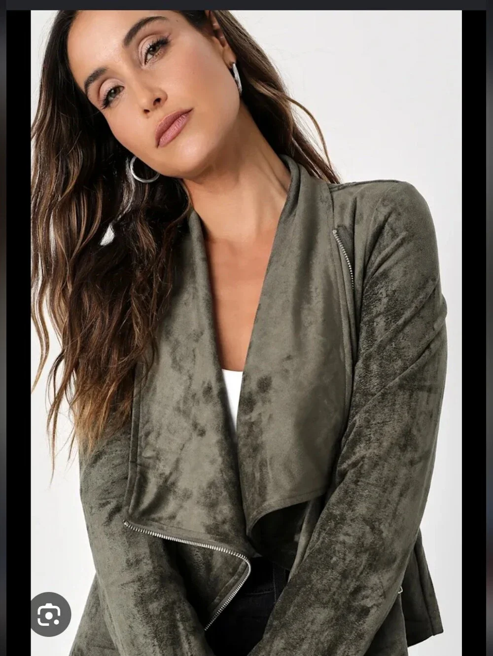 Lulu's Taupe Gray Suede-Look Asymmetrical Draped Jacket